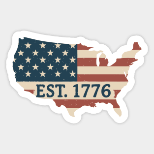 USA flag with est. 1776 vintage style Sticker